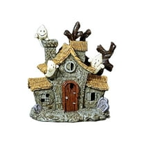 Halloween Haunted House Resin Statue, Glowing Resin Village Table Ornament with Ghost Horror Design, Spooky Decoration for Bedroom, Kitchen, Garage