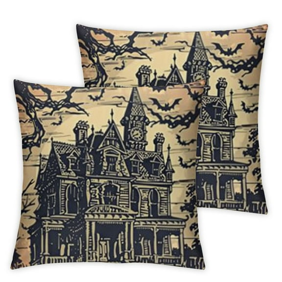 Halloween Haunted House Witch Bat Castle Throw Pillow Covers Cushion Cover Cases Pillowcases for Sofa Home Decor