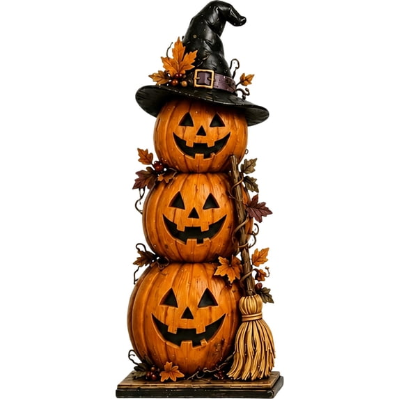 Halloween Haunted House Wooden Sign, Ghost Pumpkin Gothic Block Decor for Tabletop Shelf Mantel and Home Decoration