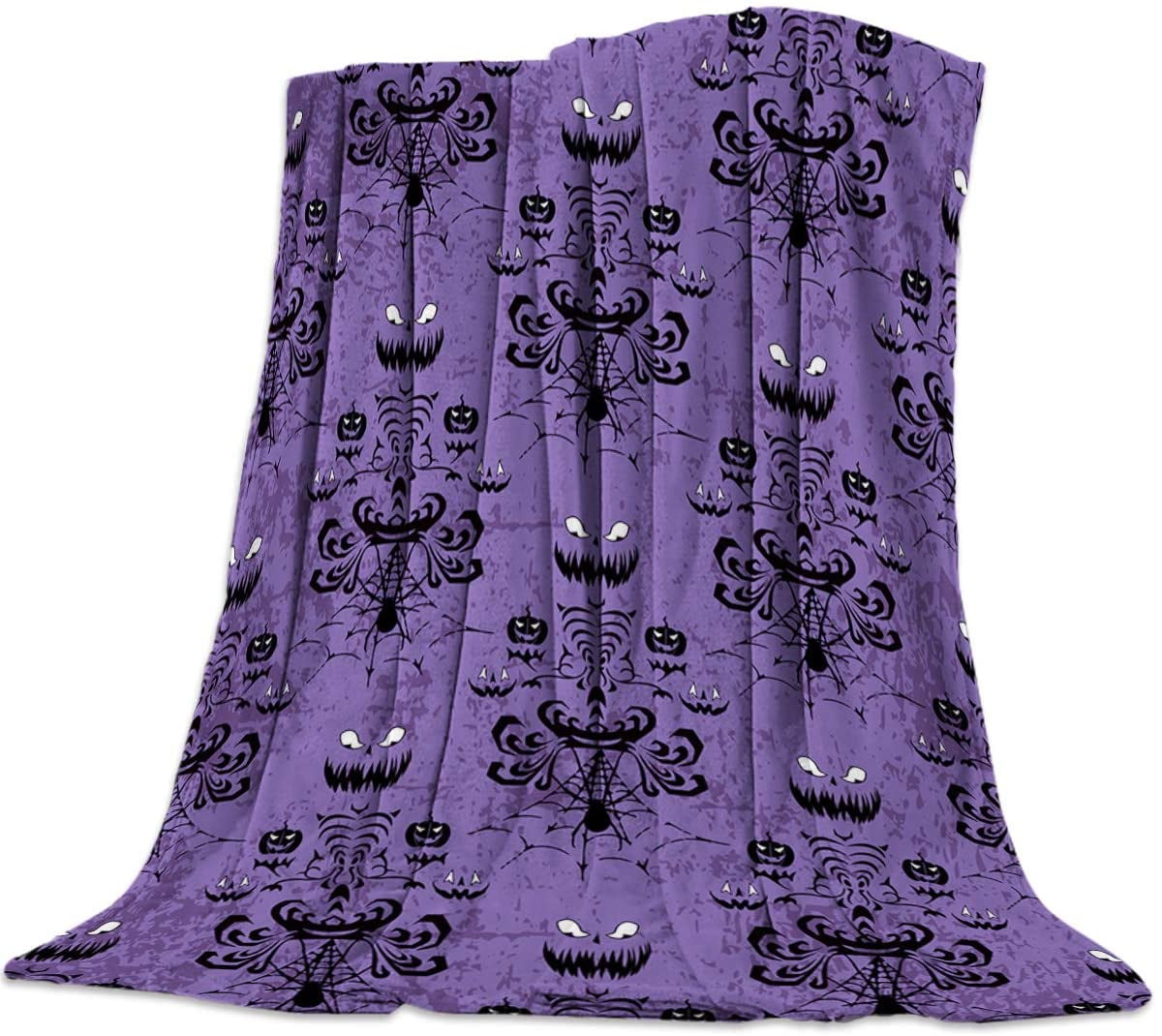 Halloween Haunted Mansion Blankets Orange Super Soft Warm Cozy Flannel Throw Blanket Bed