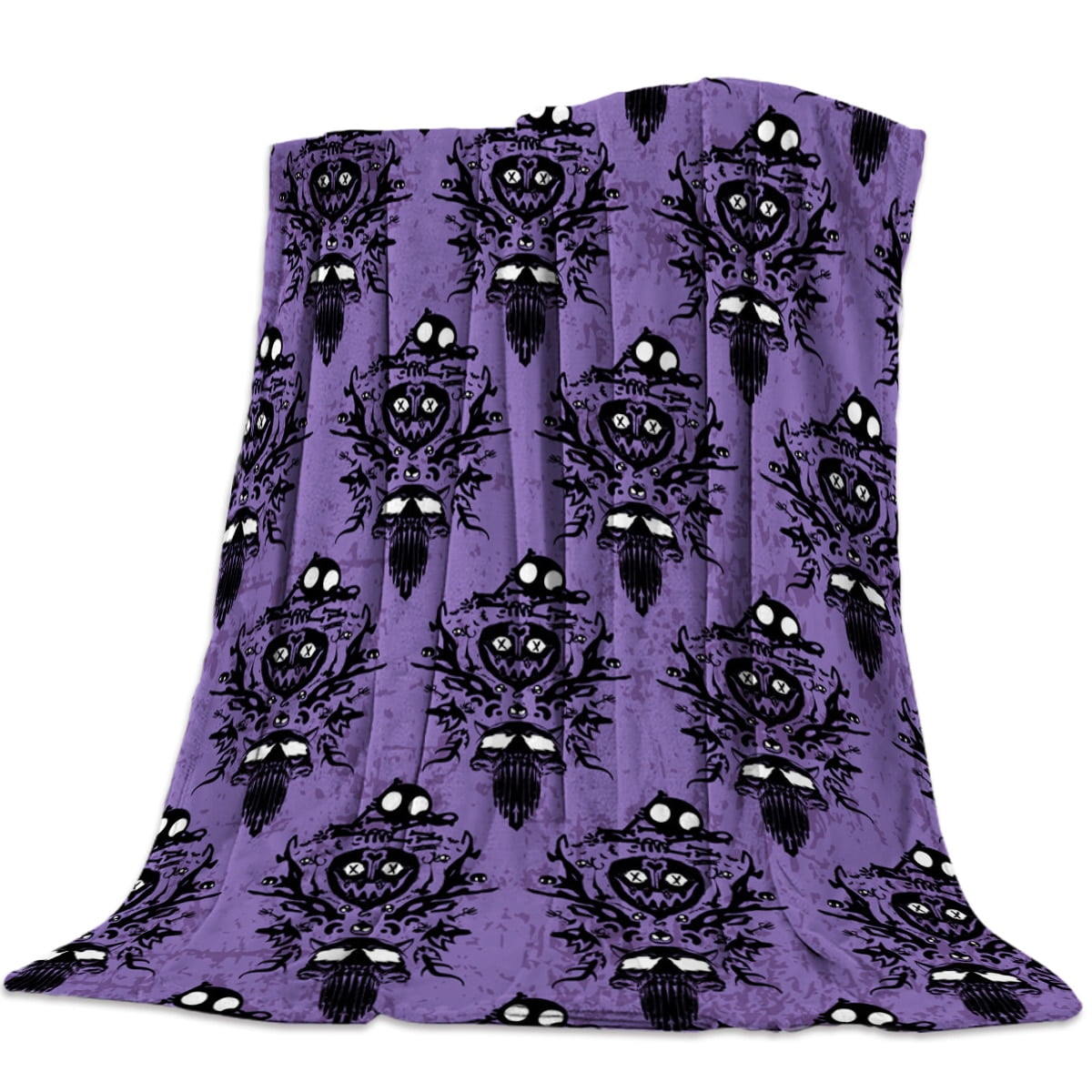 Halloween Haunted Mansion Orange Flannel Blankets for Bed Sofa Portable Soft Fleece Throw