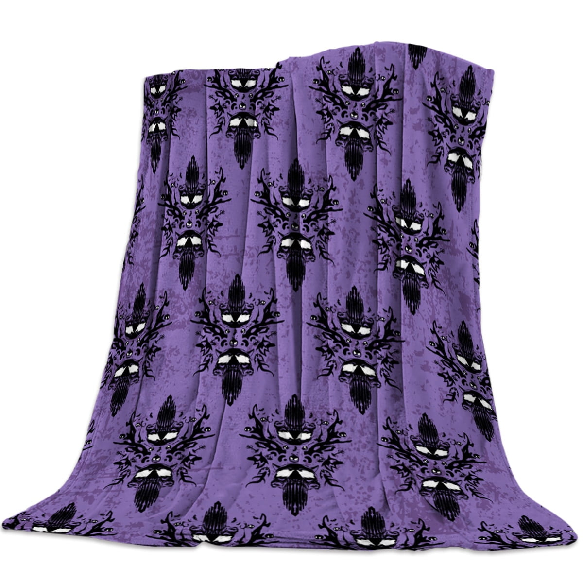Halloween Haunted Mansion Orange Flannel Blankets for Bed Sofa Portable Soft Fleece Throw