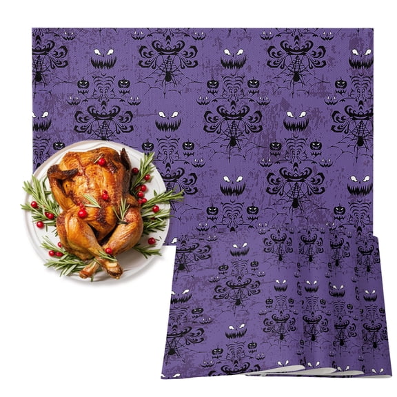 Halloween Haunted Placemats Set of 1 Ghost House Mansion Spider Heat Insulation Non-Slip Place Mats Washable Table Mats for Dining room Party Kitchen Decor, 13 x 19 Inches