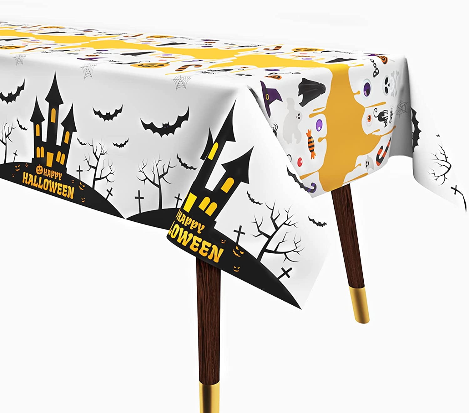 Plastic Halloween Table Cover
 Halloween Haunted Tablecloth 2 Packs 52 x 110 Inches Rectangle