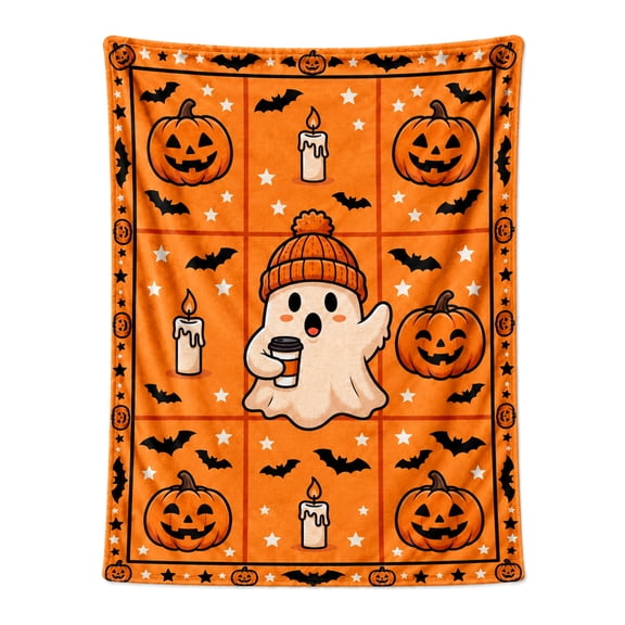 Halloween Haunted Throw Blanket for Adults, Warm Soft Cozy Blanket for Chair Sofa Couch, Spooky Halloween Home Decor Blanket for Bedroom Living Room 50x40
