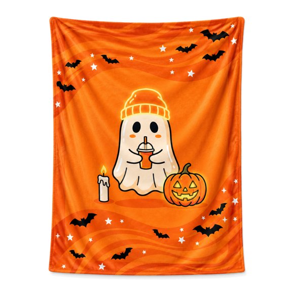 Halloween Haunted Throw Blanket for Adults, Warm Soft Cozy Blanket for Chair Sofa Couch, Spooky Halloween Home Decor Blanket for Bedroom Living Room 50x40