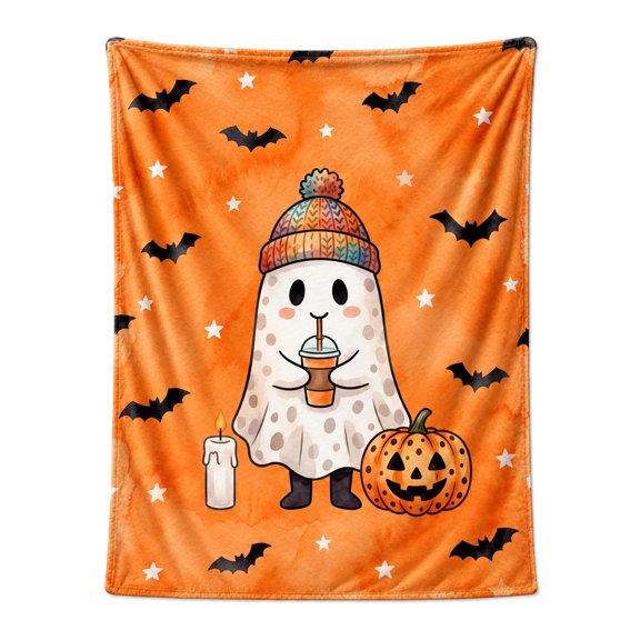 Halloween Haunted Throw Blanket for Adults, Warm Soft Cozy Blanket for Chair Sofa Couch, Spooky Halloween Home Decor Blanket for Bedroom Living Room 50x40