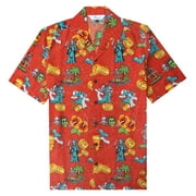 ALVISH Halloween Hawaiian Shirt Pumpkins Shirt Button Down Short Sleeve Shirts Red M