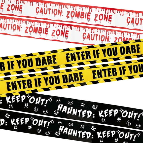 Halloween Hazard Caution Tape, 3 Rolls Halloween Decoration Warning Tape Zombie Fright Tapes Spooky Party Haunted House Props for Haunted Houses, Vampire Parties