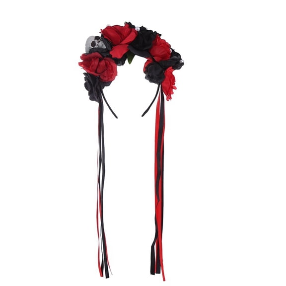 Halloween Headband Goth Flower Crowns For Women Gothic Skull Headband Day Of the Dead Headband Goth Headband