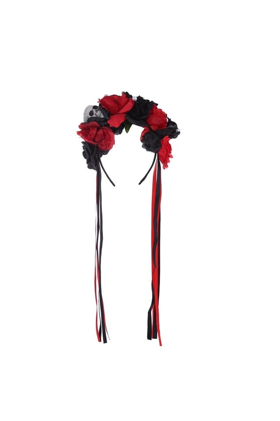 Halloween Headband Goth Flower Crowns For Women Gothic Skull Headband Day Of the Dead Headband Goth Headband