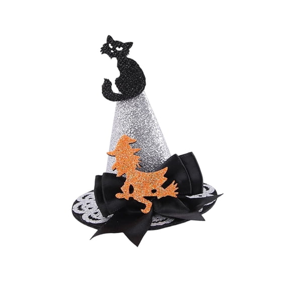 Halloween Headband Hat, Halloween Mini Pointy Witch Hat Bow Hair Clip For Party Ghost Dress Up