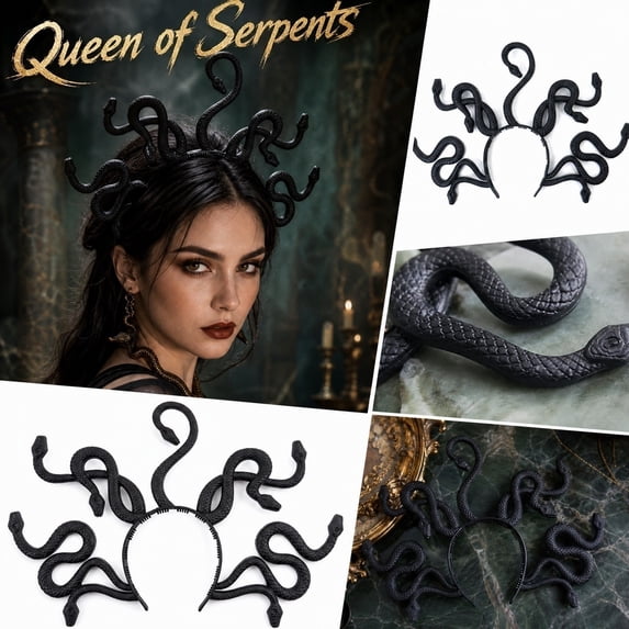 Halloween Headband Medusa Crown, Snake Hair Queen Headpiece Costume Accessory for Halloween Party, Greek Mythology Inspired Headwear for Masquerade Event and Festival Decoration