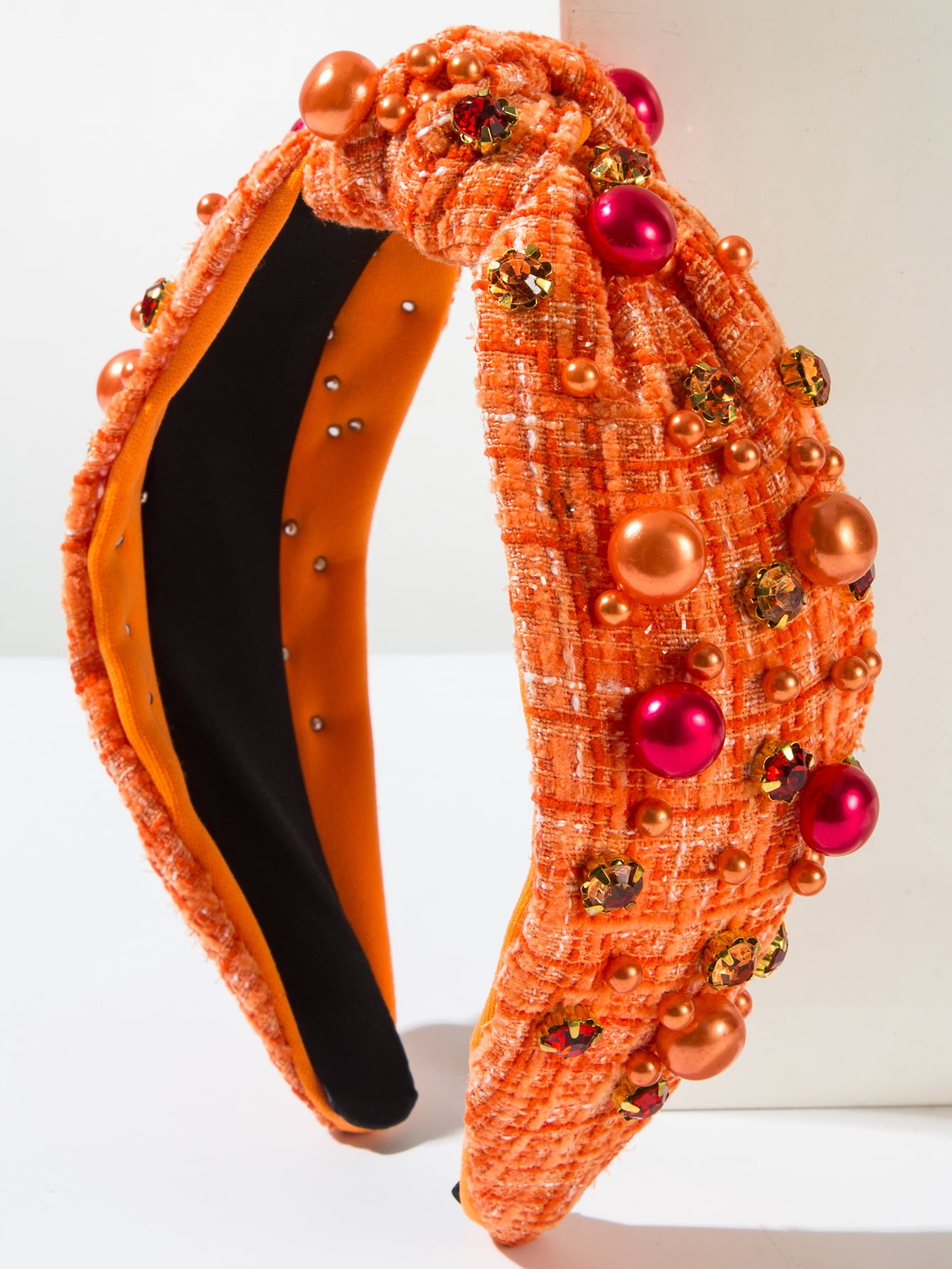 Halloween Headband for Women, Crystal Pearl Knotted Hairband  display picture 3