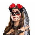 thumbnail image 1 of Halloween Headband for Women 9 Inches Gothic Floral Skull Hair Accessories with Veil Costume Party Supplies Trick or Treat Decorations, 1 of 6