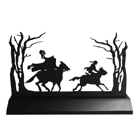 Halloween Headless Horseman Statue Ornament, Table Statues Metal Silhouette Scene Figurine Standing Hollow Desktop Decorcation
