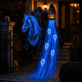 thumbnail image 1 of Halloween Headless Horseman Yard Stake, Light Up Ghost Decoration with Pumpkin Lantern and Blue Lights for Lawn Pathway, 23.6 in, 1 of 6