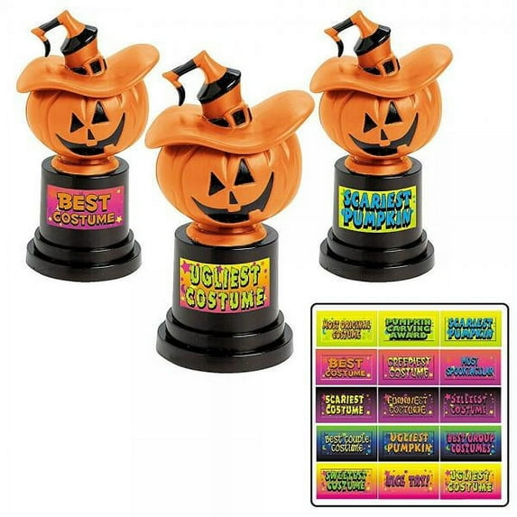 Halloween Headquarters Jack O' Lantern Costume Trophy Party Favors, 2.5" x 4.5", 12 Pieces