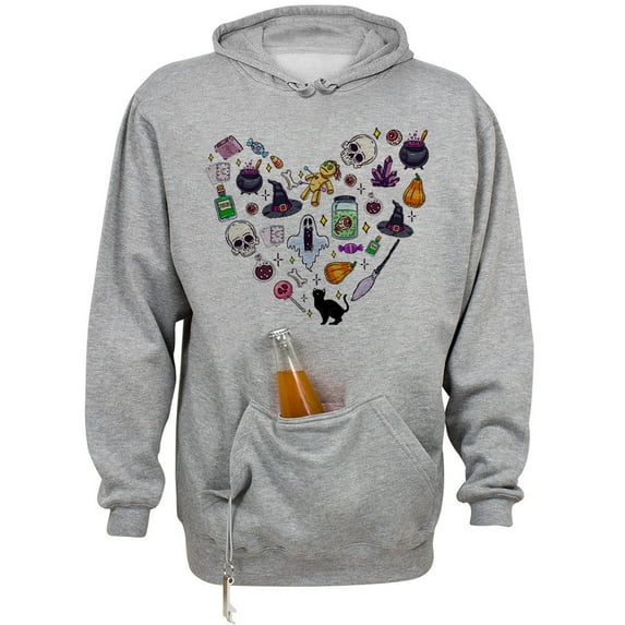 Halloween Heart Beer Holder Tailgate Hoodie Sweatshirt Unisex 2X-Large Oxford