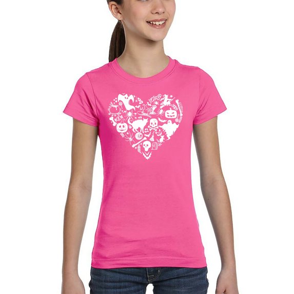 Halloween Heart - Girl's Word Art T-Shirt