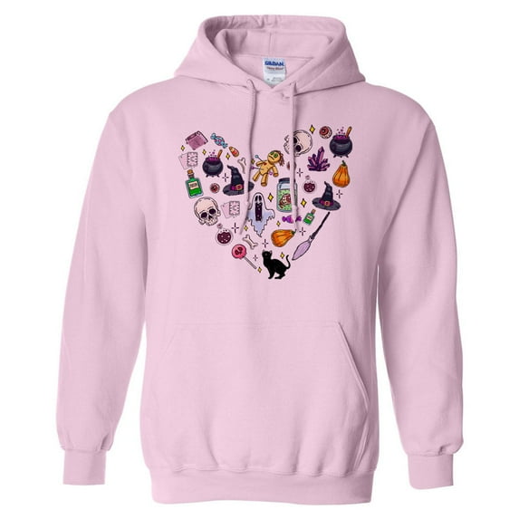 Halloween Heart Hoodie Sweatshirt Unisex X-Large Pink