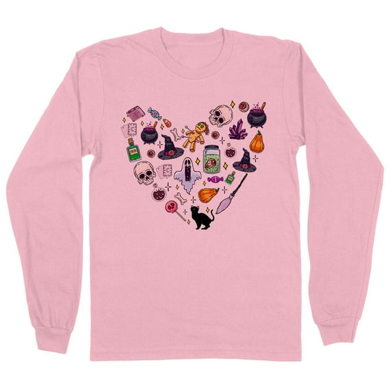 Halloween Heart Long Sleeve Shirt Unisex 3X-Large Pink