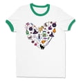 thumbnail image 1 of Halloween Heart Ringer Tee Shirt Unisex Medium White/Kelly Green, 1 of 5