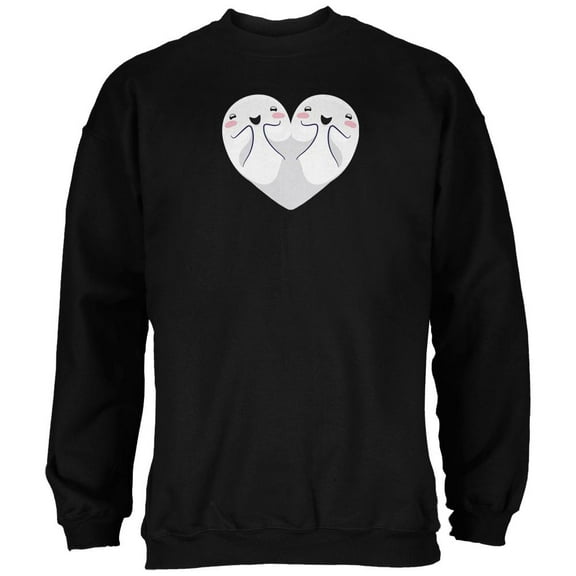 Halloween Heart Shaped Ghosts Black Adult Sweatshirt - Large