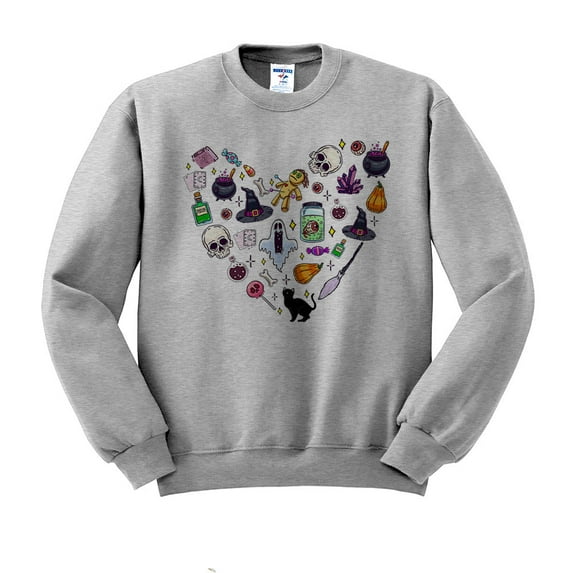 Halloween Heart Sweatshirt Unisex Small Grey