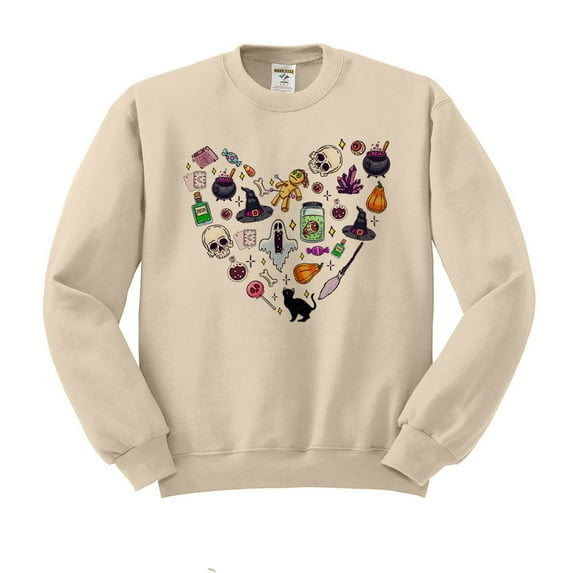 Halloween Heart Sweatshirt Unisex X-Large Sand