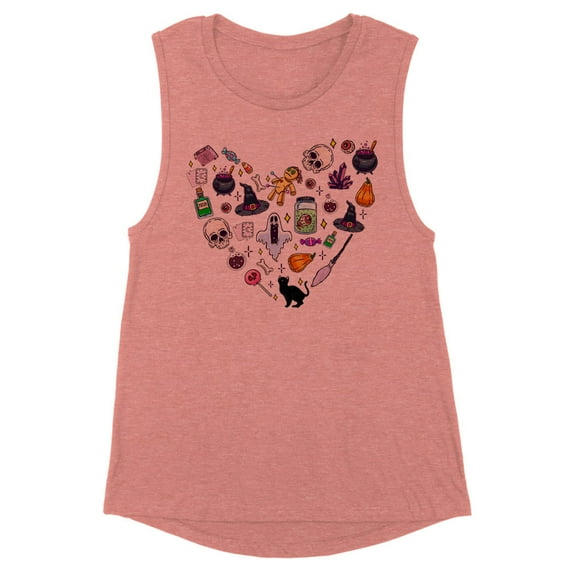 Halloween Heart Women's Muscle Tank 2X-Large Desert Pink