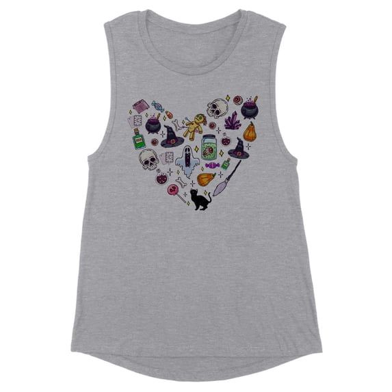 Halloween Heart Women's Muscle Tank 2X-Large Heather Grey