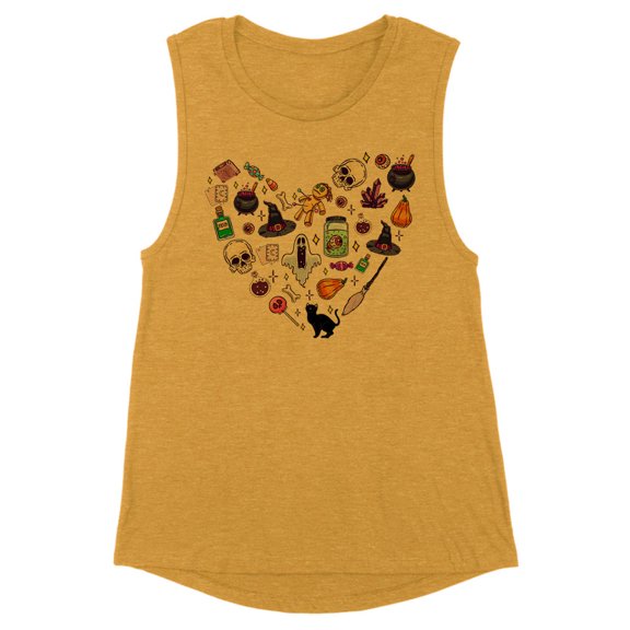Halloween Heart Women's Muscle Tank X-Large Antique Gold