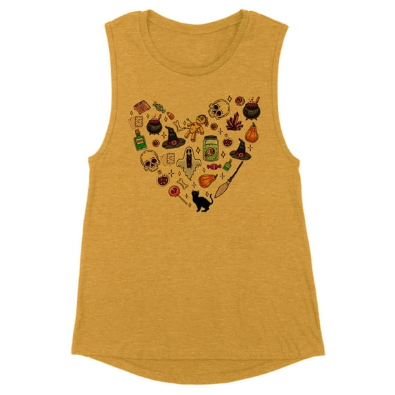 Halloween Heart Women's Muscle Tank X-Small Antique Gold