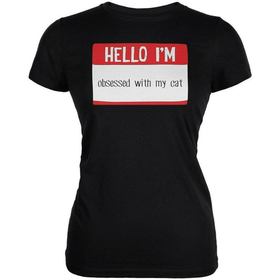 Halloween Hello I'm Obsessed With My Cat Juniors Soft T Shirt Black SM