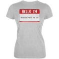 thumbnail image 1 of Halloween Hello I'm Obsessed With My Cat Juniors Soft T Shirt Heather X-LG, 1 of 1
