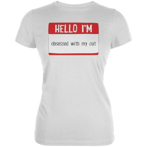 Halloween Hello I'm Obsessed With My Cat Juniors Soft T Shirt White 2XL