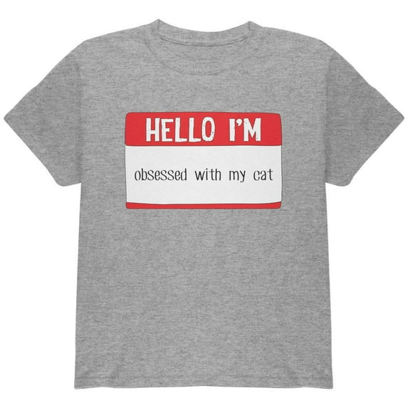 Halloween Hello I'm Obsessed With My Cat Youth T Shirt Heather Youth X-SM