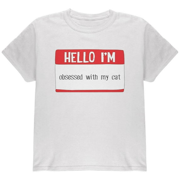 Halloween Hello I'm Obsessed With My Cat Youth T Shirt White YSM