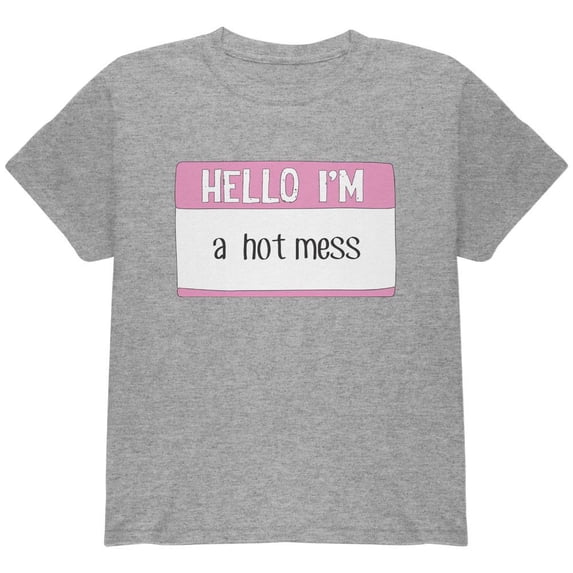 Halloween Hello I'm a Hot Mess Youth T Shirt Heather YMD