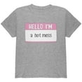 thumbnail image 1 of Halloween Hello I'm a Hot Mess Youth T Shirt Heather YSM, 1 of 1