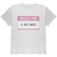 thumbnail image 1 of Halloween Hello I'm a Hot Mess Youth T Shirt White YSM, 1 of 1