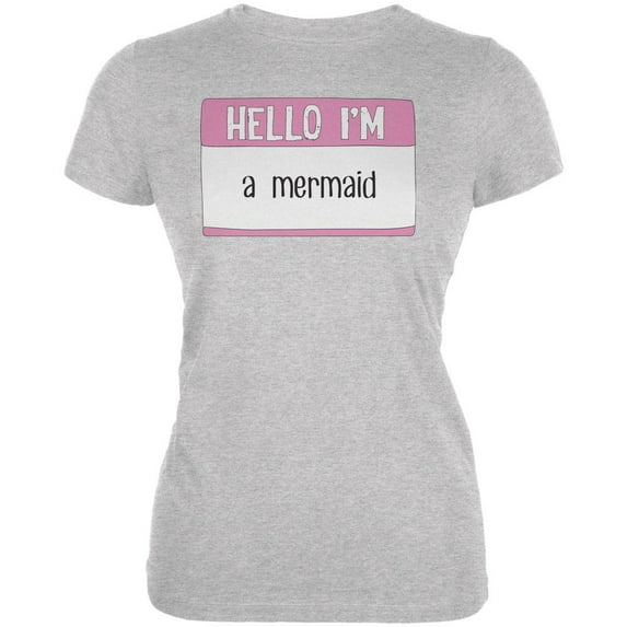 Halloween Hello I'm a Mermaid Juniors Soft T Shirt Heather X-LG