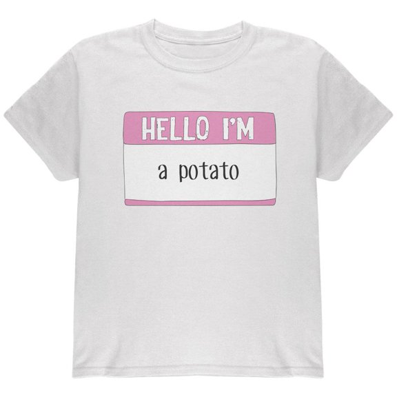 Halloween Hello I'm a Potato Youth T Shirt White YXL