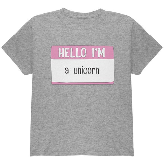 Halloween Hello I'm a Unicorn Youth T Shirt Heather Youth X-SM