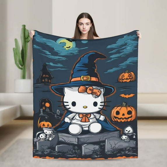 Halloween Hello Kitty Blanket Sofa Air Conditioning Blanket Kawaii Cat Nap Blanket Bed Living Room Blanket 30x40 H-8