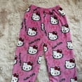 thumbnail image 1 of Halloween Hello Kitty Pajama Pants Sanrio Anime Fleece Double Elastic Fabric Soft Trousers Women Trousers Kawaii Home Pants, 1 of 7