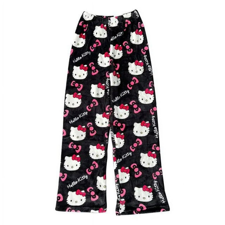 Halloween Hello Kitty Pajama Pants Sanrio Y2K Cartoon Couple Home Sleepwear Soft Kawaii Pants Autumn Woman Casual Warm Trousers Walmart