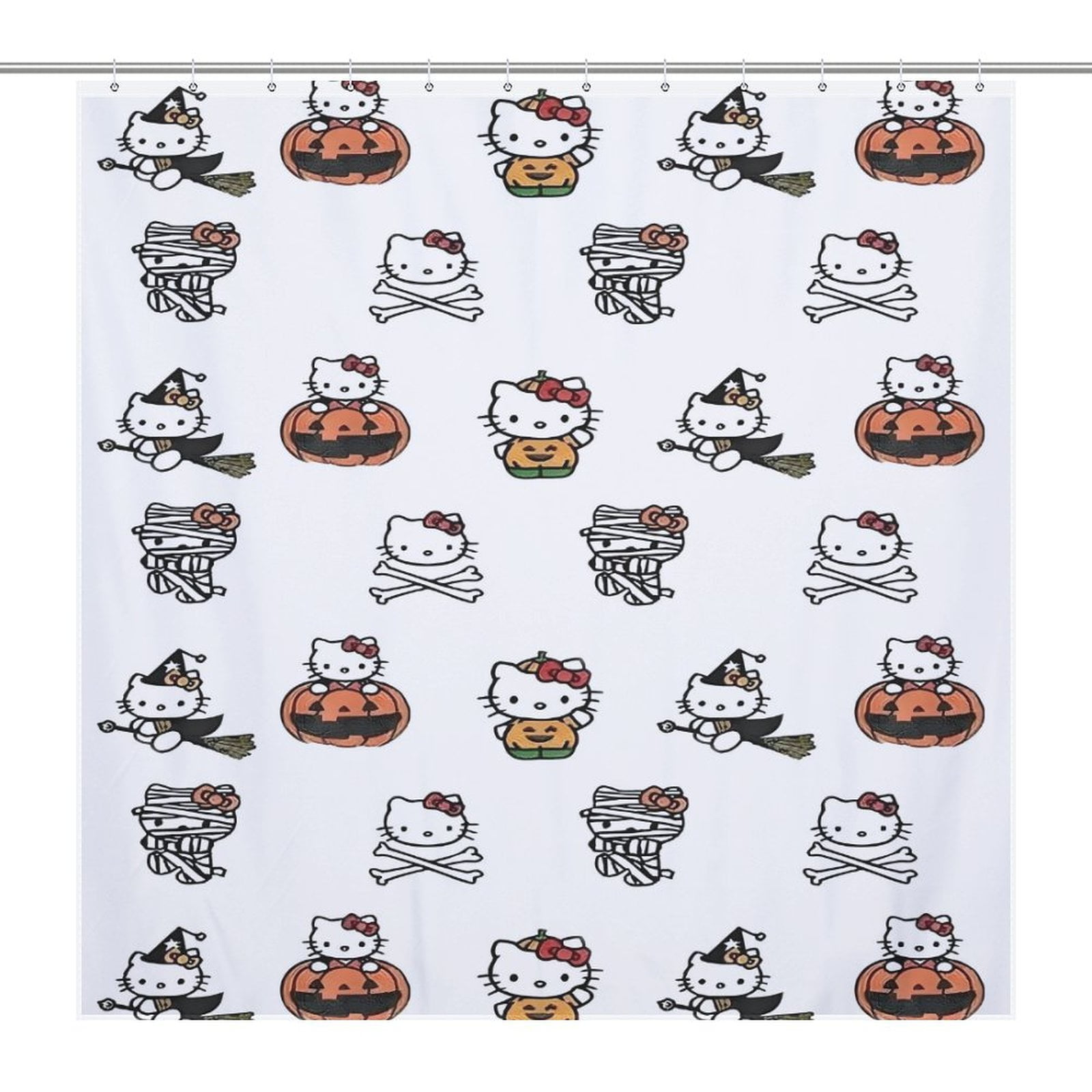 Halloween Hello Kitty Shower Curtain 72x72Inch (183x183cm) Funny Bath