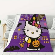 Halloween Hello Kitty Throw Blanket Cute Cartoon Kuromi Soft Flannel Fleece Warm Blanket for Couch Sofa Bed Living Room 30*40 H-12